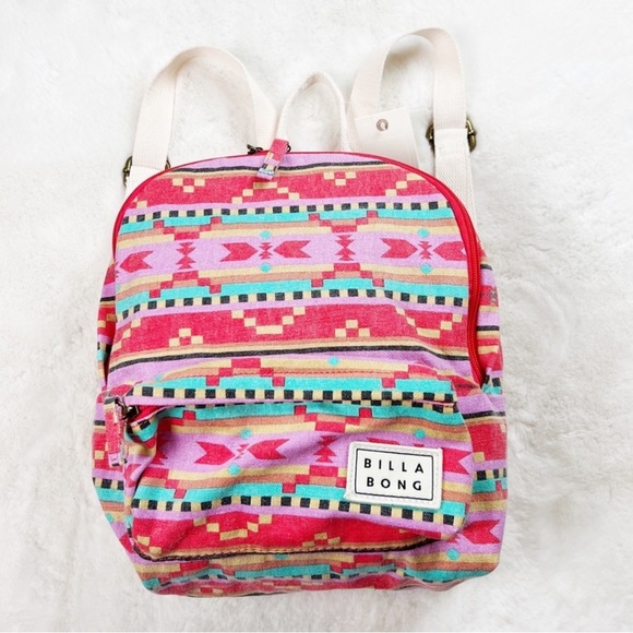 NWT Billabong Mini Mama Striped Canvas Backpack Aztec Stripe - Picture 5 of 7